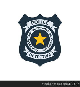 Police badge icon. Flat color design. Vector illustration.