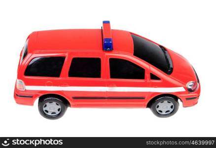 Police car red toy isolated on a white background