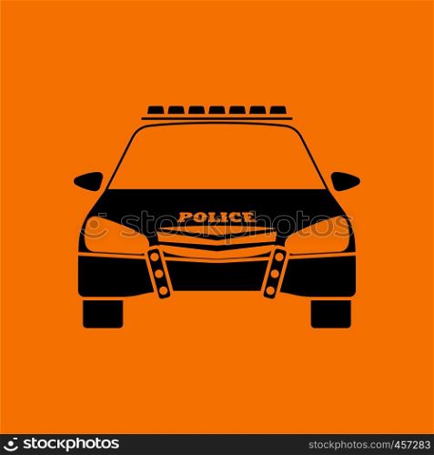 Police icon front view. Black on Orange background. Vector illustration.