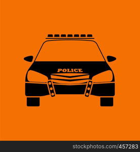 Police icon front view. Black on Orange background. Vector illustration.