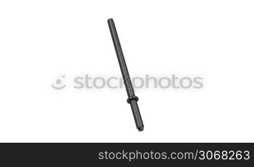 Police nightstick rotates on white background