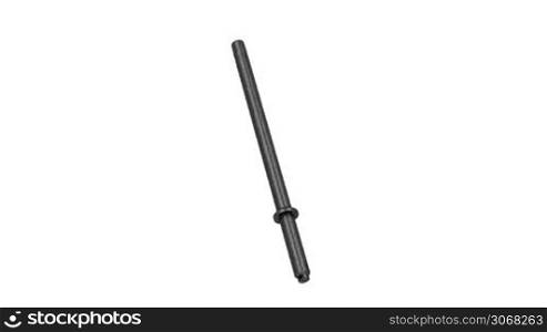 Police nightstick rotates on white background
