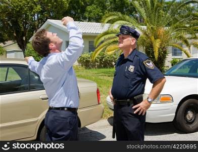 Police officer is skeptical that a motorist can pass the sobriety test.