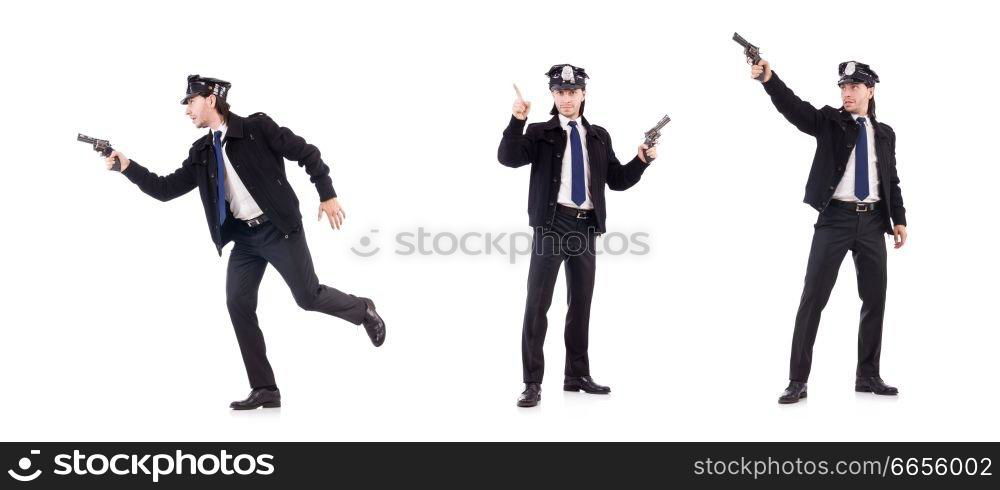 Police officer isolated on white