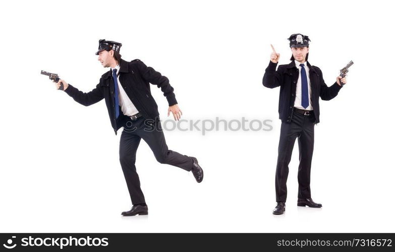 Police officer isolated on white