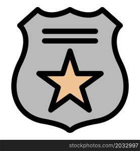Police sign icon. Outline police sign vector icon color flat isolated. Police sign icon color outline vector