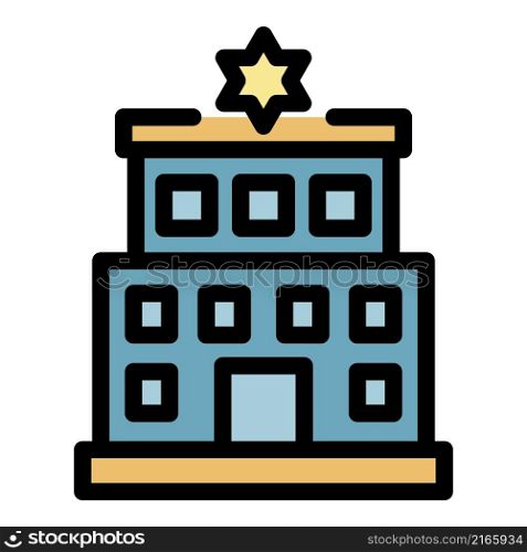 Police station icon. Outline police station vector icon color flat isolated. Police station icon color outline vector