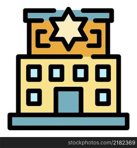 Police station icon. Outline police station vector icon color flat isolated. Police station icon color outline vector