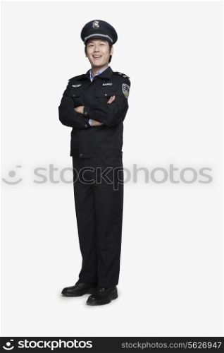 Policeman Standing and Smiling
