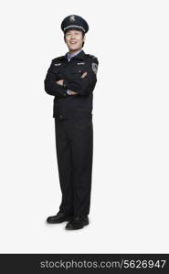 Policeman Standing and Smiling