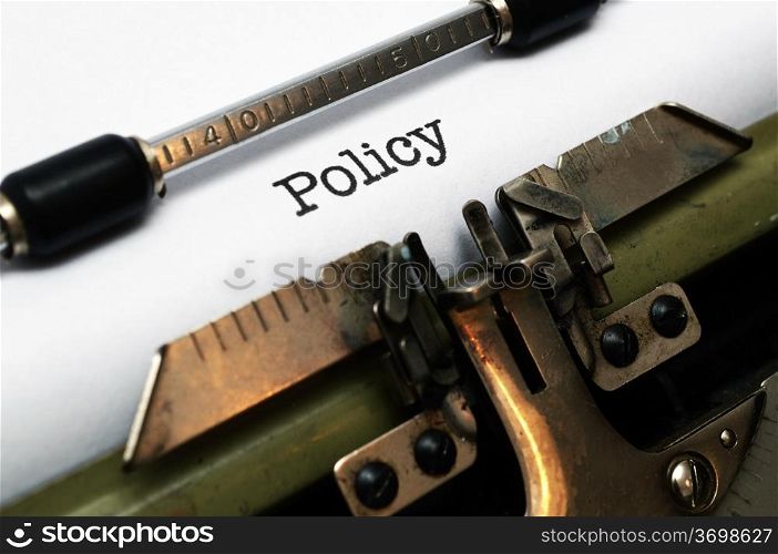 Policy on typewriter