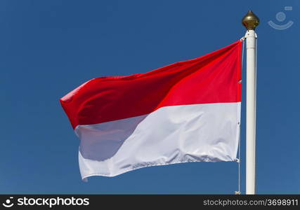 Polish flag on a background sky