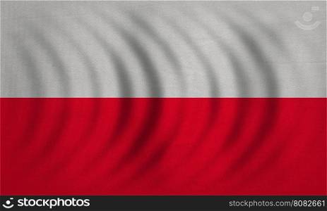 Polish national official flag. Patriotic symbol, banner, element, background. Correct colors. Flag of Poland wavy with real detailed fabric texture, accurate size, illustration