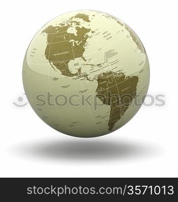 Political world globe on white isolated background. 3d