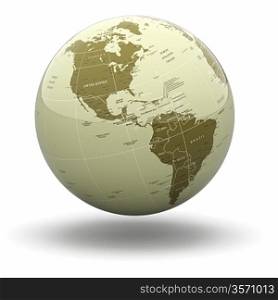 Political world globe on white isolated background. 3d
