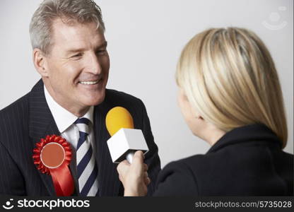 Politician Being Interviewd By Journalist During Election