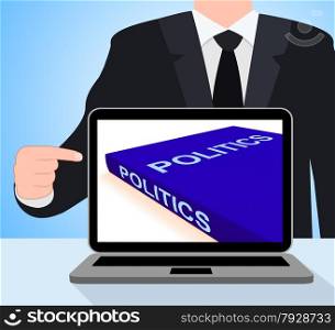Politics Book Laptop Showing Books About Government Democracy