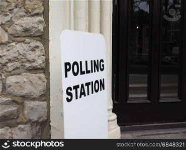 Polling station in London. A polling Station sign in London, UK