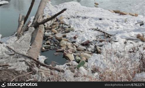 pollution in river, winter