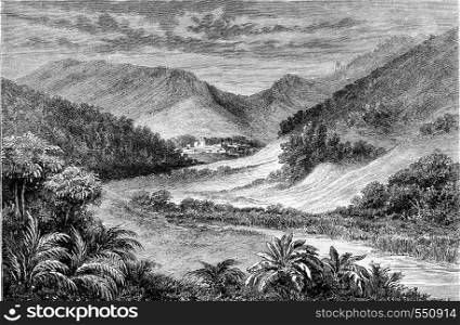 Polochie Valley, department of Verapaz, Republic of Guatemala, Central America, vintage engraved illustration. Magasin Pittoresque 1867.