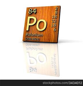 Polonium form Periodic Table of Elements - wood board - 3d made