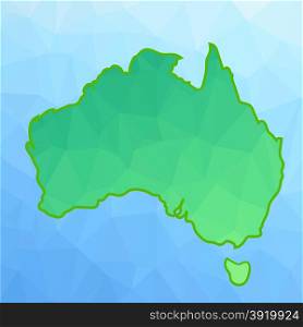 Polugonal Map of Australia Isolated on Blue Background. Map of Australia