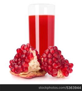 Pomegranate fruit juice in glass isolated on white background cutout