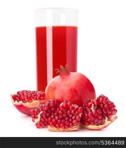 Pomegranate fruit juice in glass isolated on white background cutout