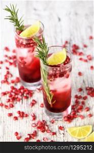Pomegranate Gimlet - a gin based cocktail with lime juice, gin can be replaced with vodka.