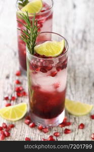 Pomegranate Gimlet - a gin based cocktail with lime juice, gin can be replaced with vodka.