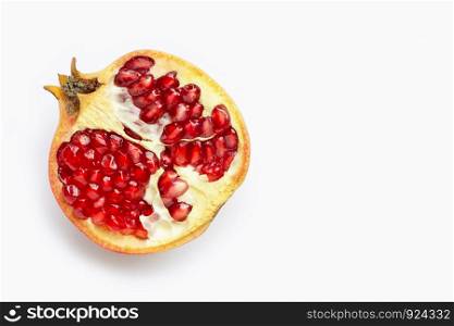 Pomegranate isolated on white background. Top view