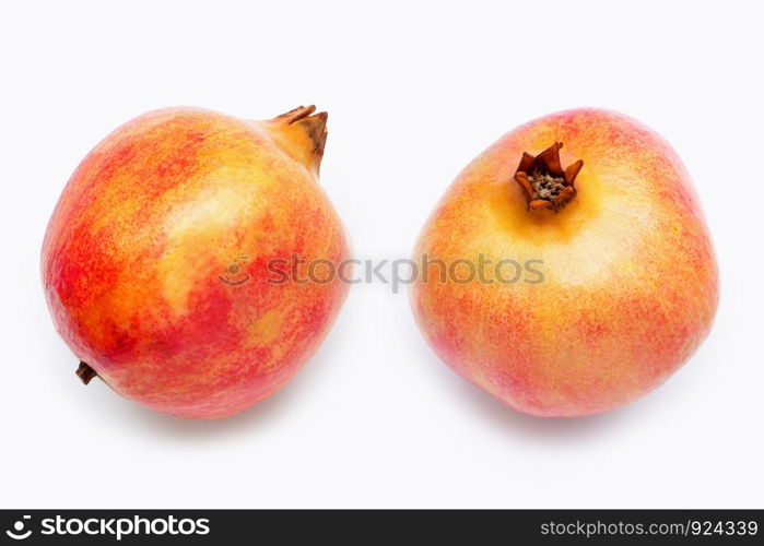 Pomegranate isolated on white background. Top view