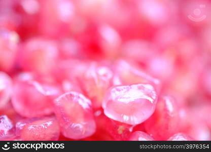 Pomegranate seeds are pink together