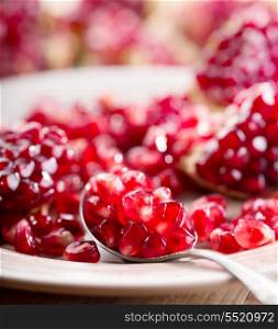 pomegranate seeds in a plate