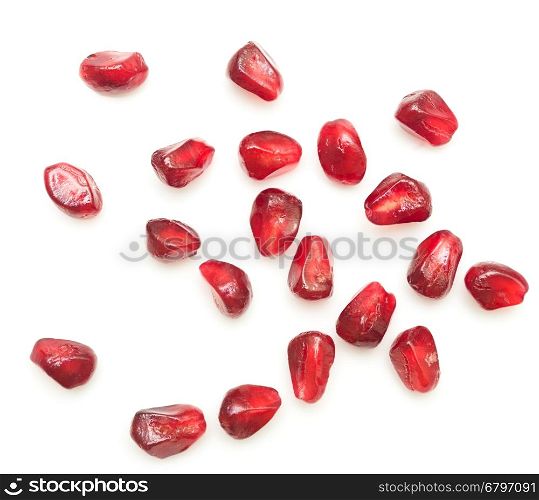 pomegranate seeds isolated on white background