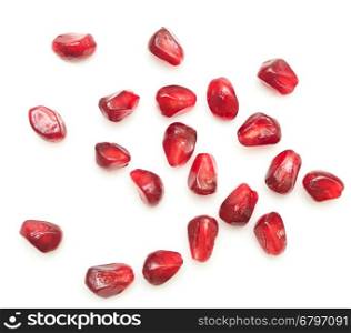 pomegranate seeds isolated on white background
