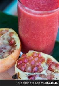 Pomegranate Smoothie Indicating Tropical Fruit And Ripe
