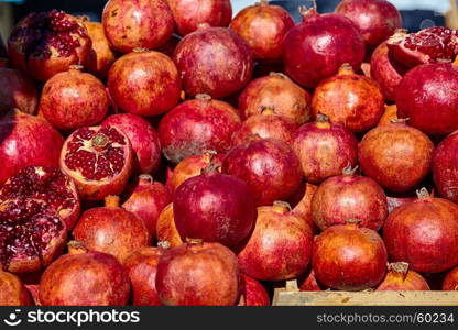 Pomegranates at the Market. Ripe pomegranates