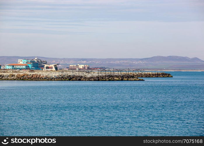 Pomorie, Bulgaria - March 02, 2019: Spring Walk Through The Central Part Of The City.