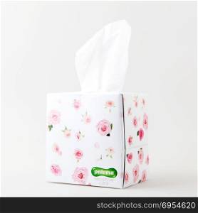 Pomorie, Bulgaria - March 17, 2018: Paloma Cleaning Paper Isolated On White Background.