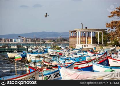 Pomorie, Bulgaria - - November 06, 2019: Pomorie Is A Town And Seaside Resort In Southeastern Bulgaria, Located On A Narrow Rocky Peninsula In Burgas Bay On The Southern Bulgarian Black Sea Coast.
