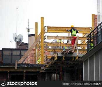 Pomorie, Bulgaria - October 16, 2019: New Construction Site. Workers Build A Home.