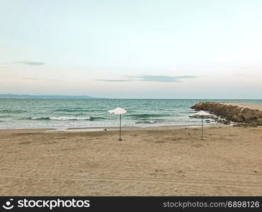 Pomorie, Bulgaria - September 18, 2017: View of seascape.