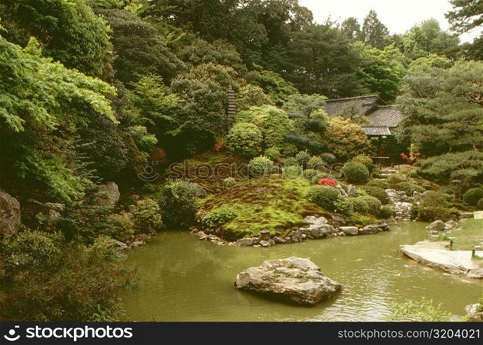 Pond in a garden, Katsura Imperial Villa, Kyoto, Japan