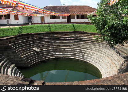 Pond with water in buddhist monastery in Anuradhapura, Sri Lanka