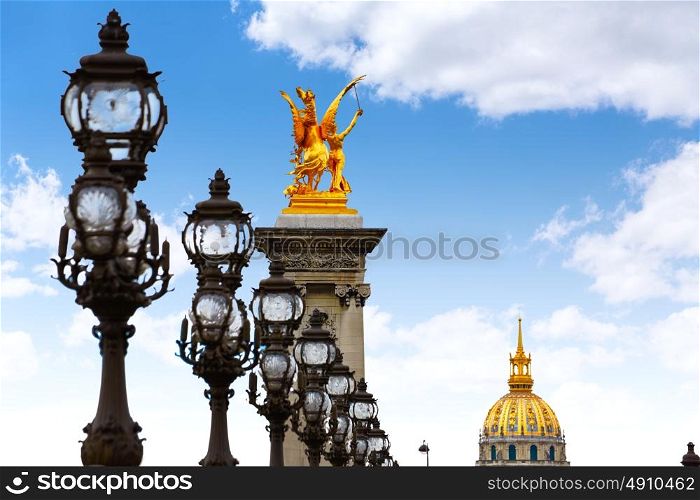 Pont Alexandre III in Paris France over Seine river