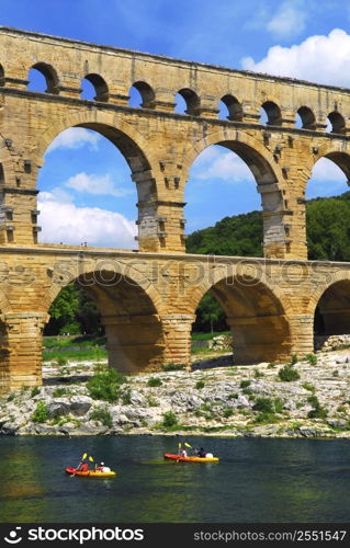 Pont du Gard is a part of Roman aqueduct in southern France near Nimes.