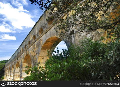 Pont du Gard is a part of Roman aqueduct in southern France near Nimes.