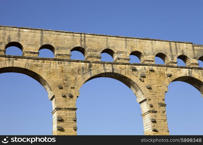 Pont du Gard, Roman most important aqueduct, in southern France near Nimes