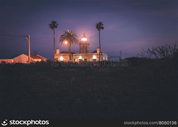 Ponta da Piedade Lighthouse at night, Lagos, Algarve, Portugal